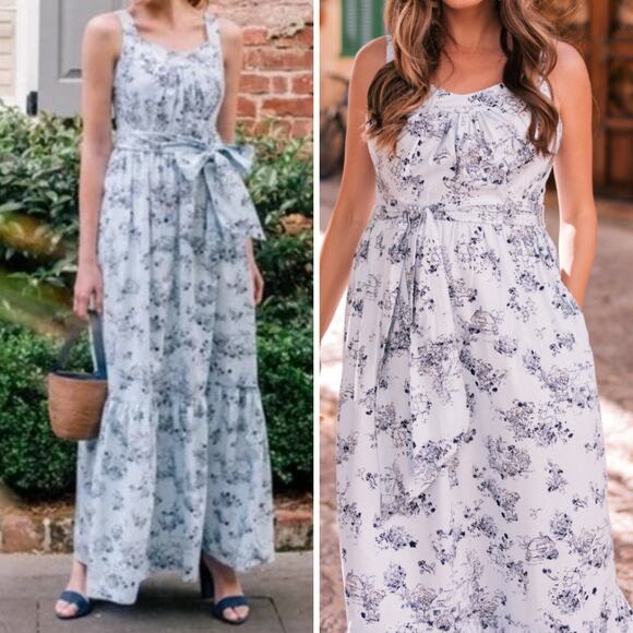 NWT GAL MEETS GLAM FAIRY COTTAGECORE TIER BLUE MAXI LONG LULA FLORAL DRESS - Picture 1 of 16